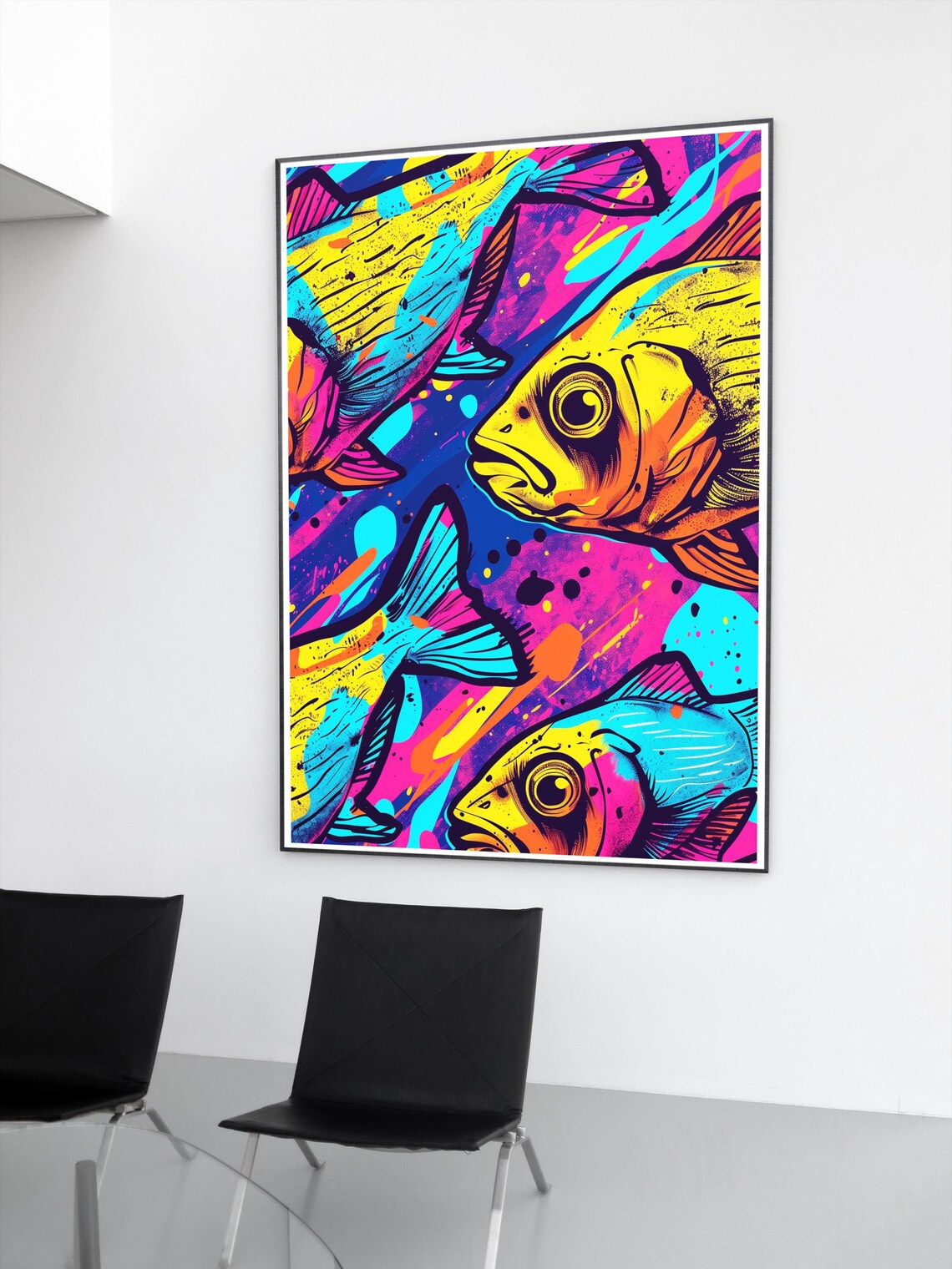 Neon Tropical Fish Pop Art Colorful Retro Poster for Fishermen - Image 4