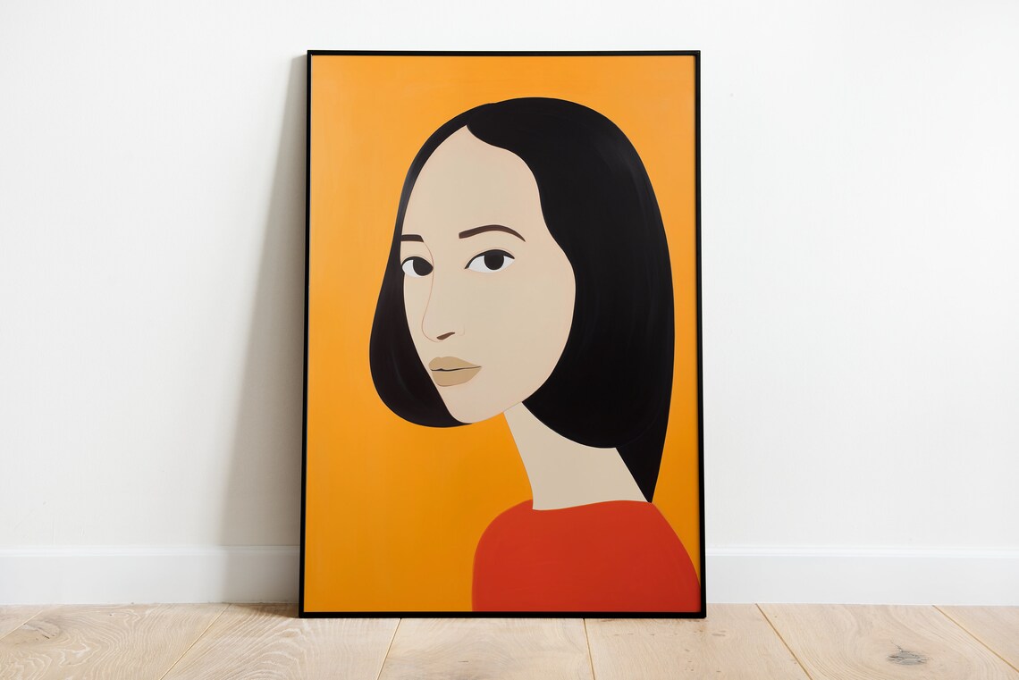 Alex Katz Style Woman Portrait Minimalist Art Print