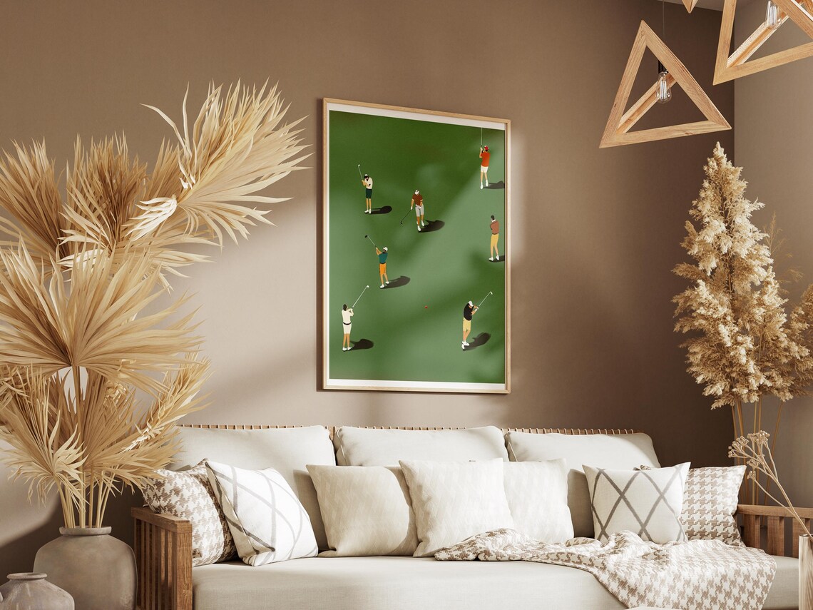 Minimalist Golfers Green Course Flat Illustration Sports Poster - Image 3