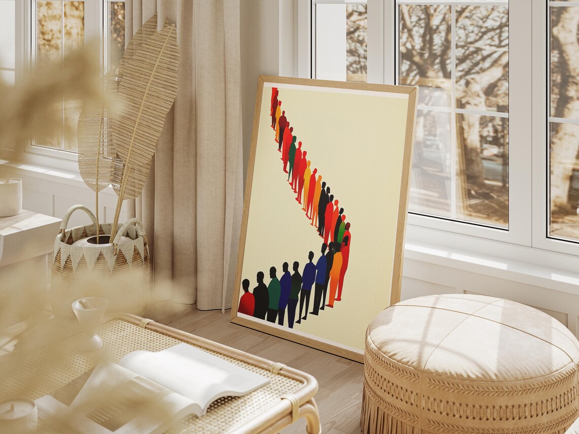People Standing Line Minimalist Illustration Art Print - Image 3