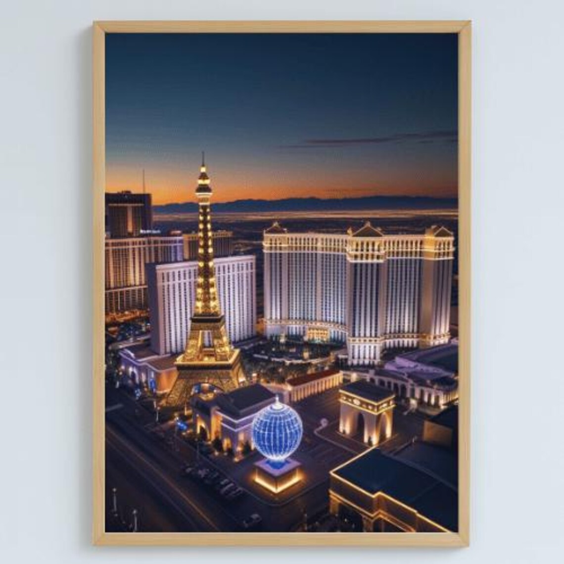 Las Vegas Nightscape Realism Wall Art Highres Pdf Skyline Deco