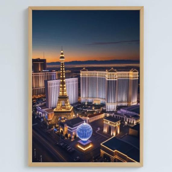 Las Vegas Nightscape Realism Wall Art Highres Pdf Skyline Deco