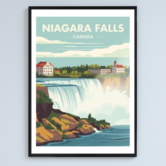 Niagara Falls Canada Retro Horseshoe Falls Scenic Travel Poster