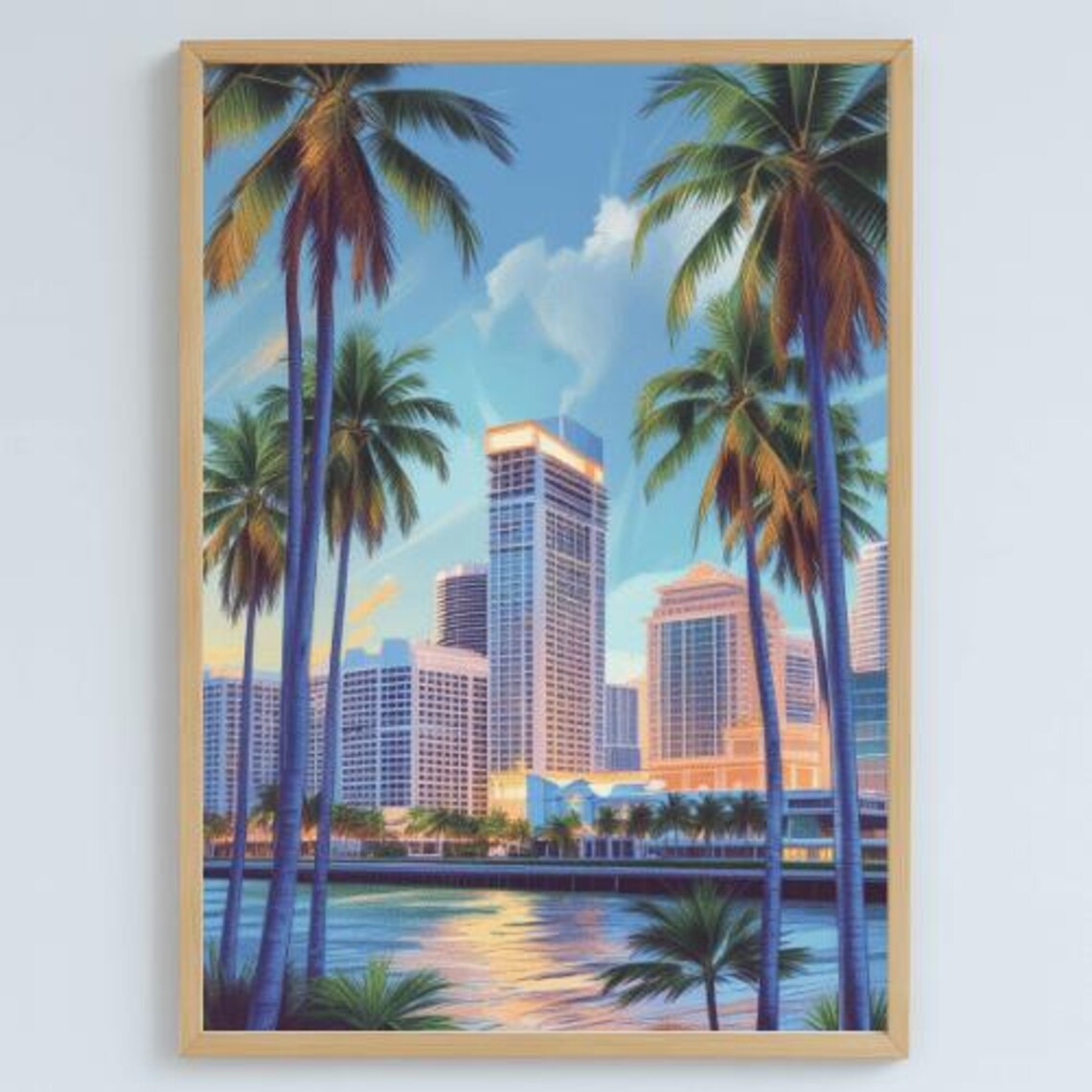 Miami Skyline Wall Art Highres Realism Poster Tropical Cityscape Decor