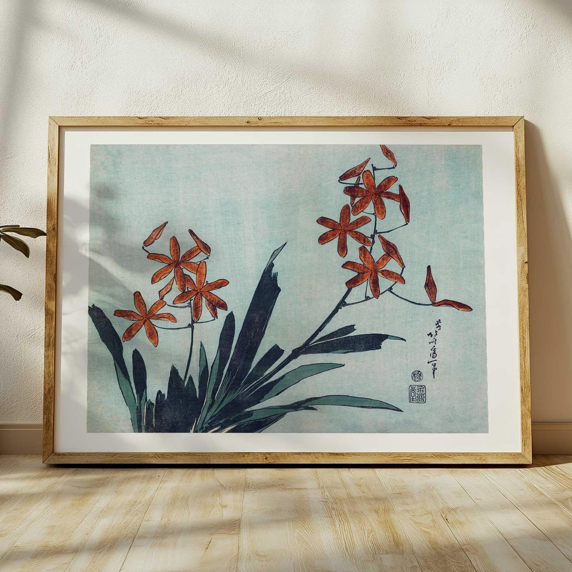 Katsushika Hokusai Print Leopard Lily Japanese Ukiyo E Art Vintage Japan Wall Decor Woodblock Style Japandi Print