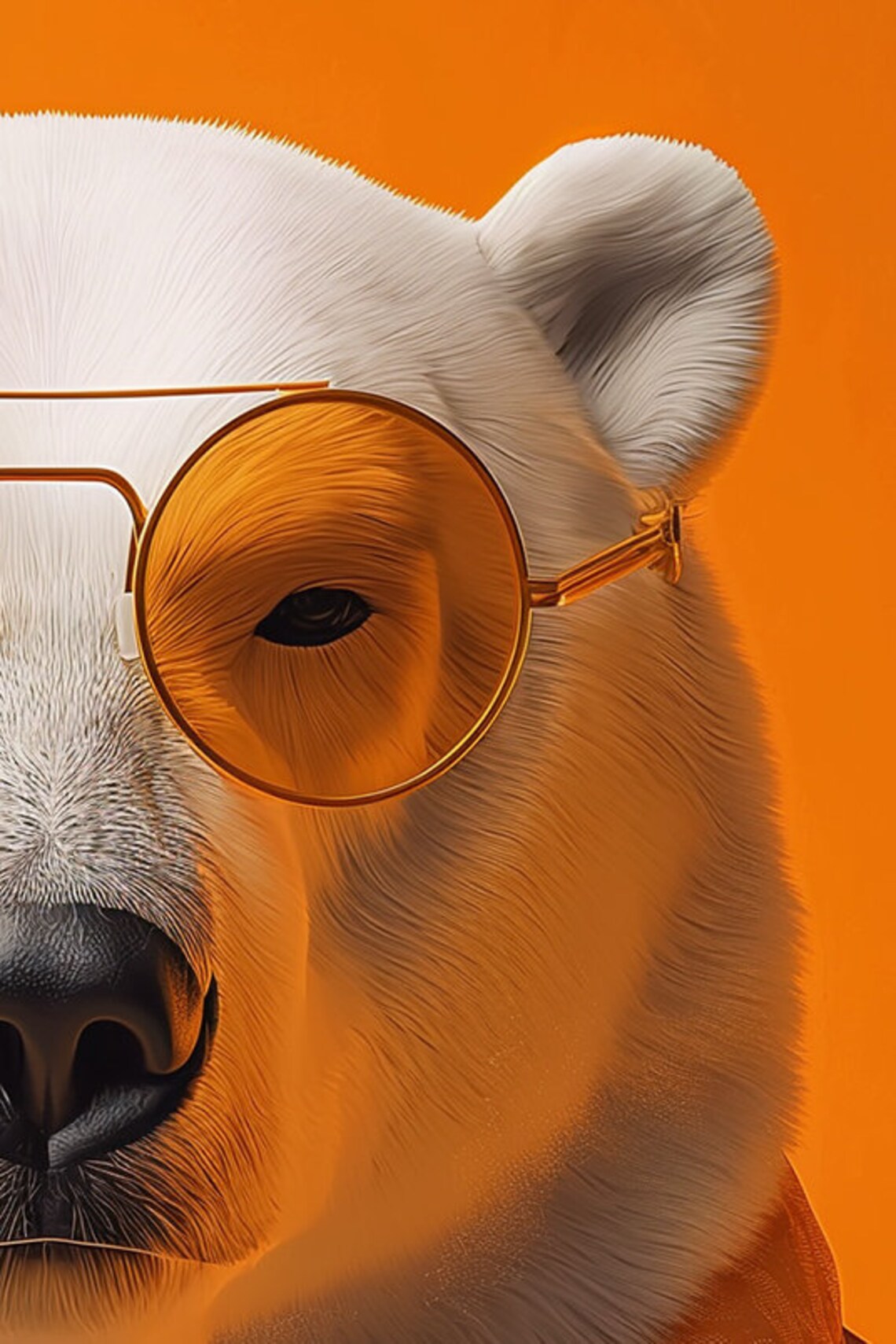 Polar Bear in White Suit Orange Scarf Sunglasses Bold Animal Poster - Image 2