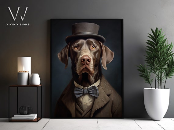 Victorian Dog Portrait Gothic Wall Art Renaissance Painting Vintage Animal Portrait Poster Artwork Unframed Art 1010