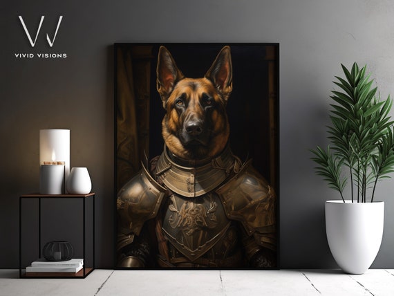 Victorian Dog Portrait Gothic Wall Art Renaissance Painting Vintage Animal Portrait Poster Artwork Unframed Art 1242