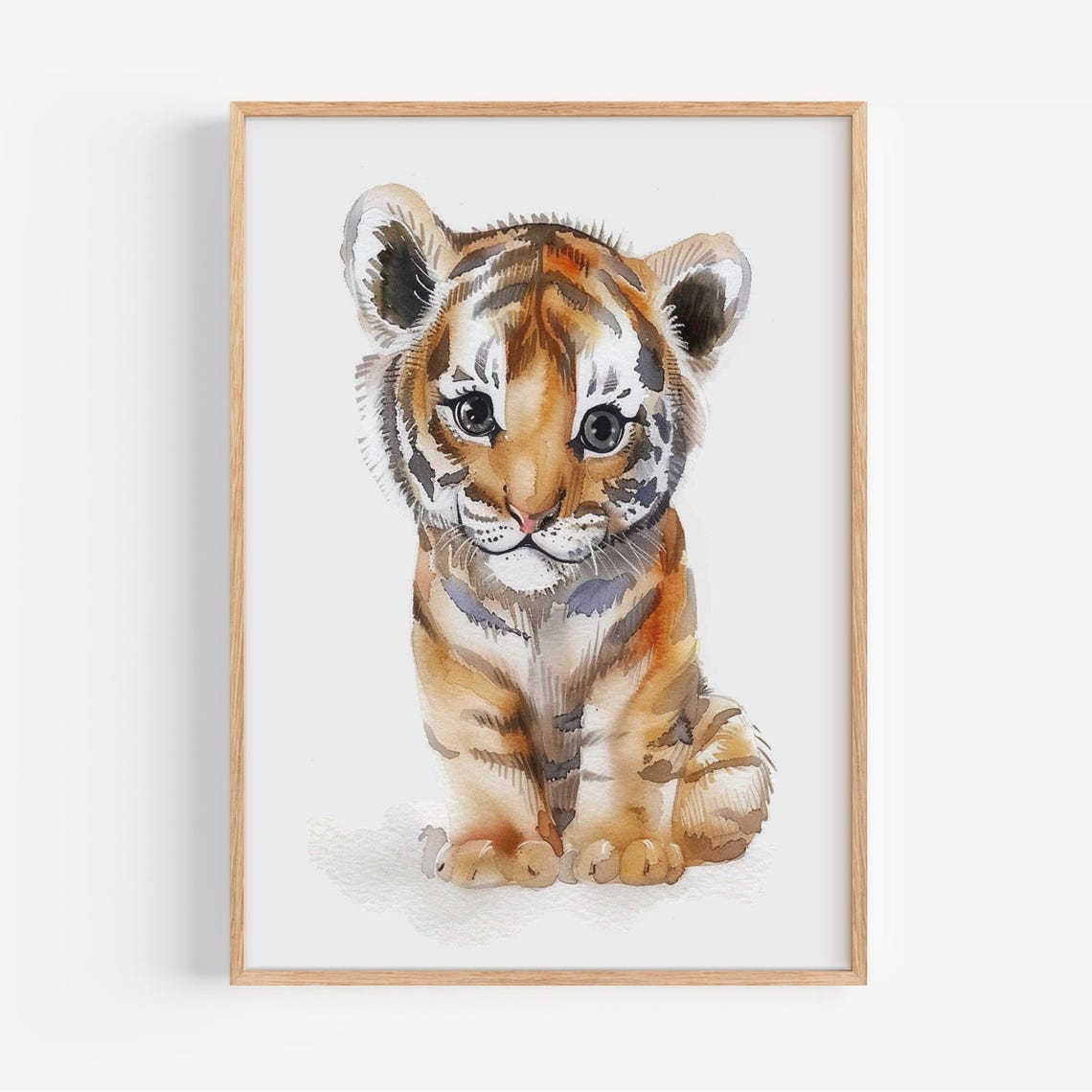Adorable Baby Tiger Pastel Poster Kids Room Wall Art Nursery Decor Illustration
