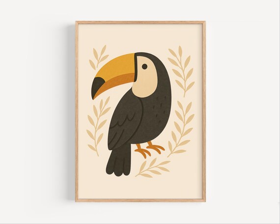 Toucan Wall Art Print Safari Bird Nursery Poster For Baby Room Decor Jungle Animal Kids Or Toddler Bedroom