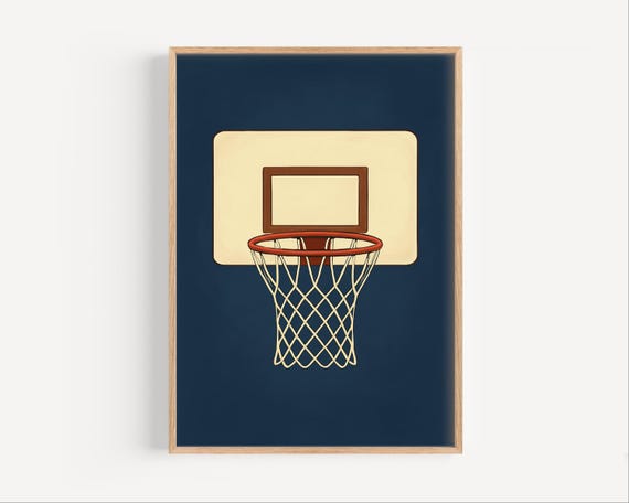 Basketball Hoop Wall Art Print Boys Sports Room Decor Toddler Playroom Poster Themed Nursery Gift
