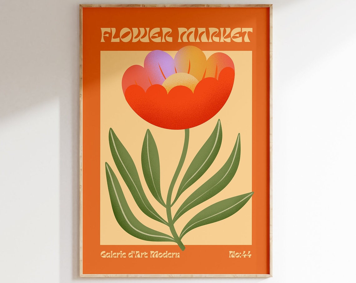 Flower Market No 44 Orange Ombre Bloom Burnt Orange Floral Poster