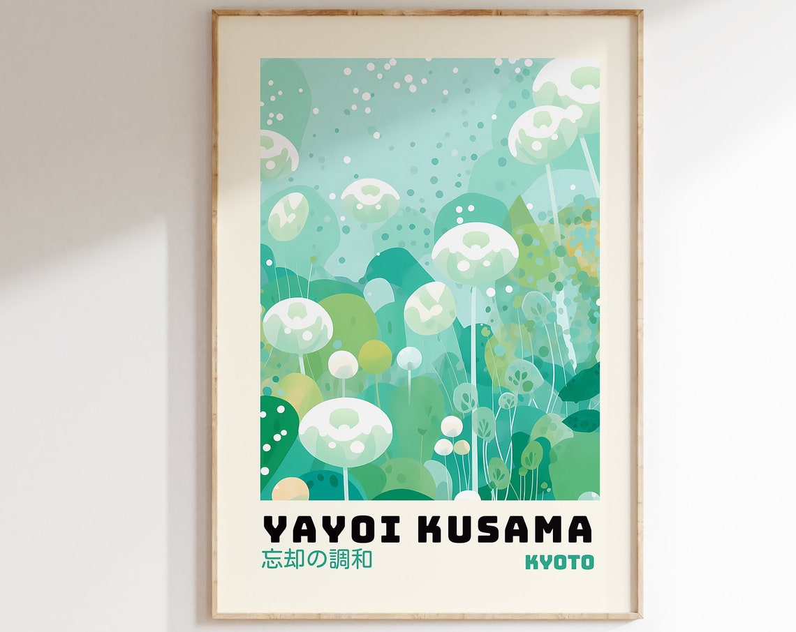 Yayoi Kusama Kyoto Green Floral Dotted Exhibition Art Poster