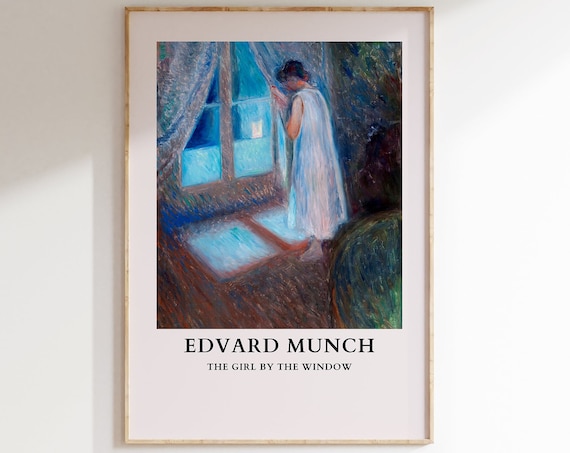 Edvard Munch The Girl by the Window Night Blue Room Art Poster