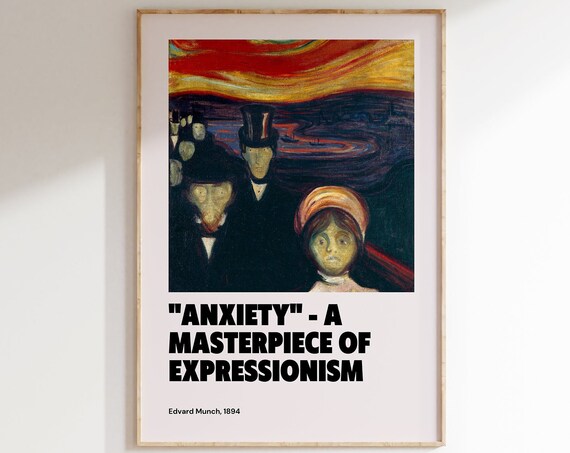Edvard Munch Anxiety Poster Edvard Munch Print Exhibition Poster Vintage Mid Century Wall Art Decor Modern Scandinavian Abstract