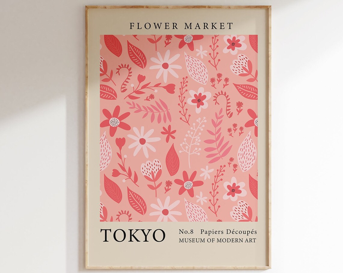 Flower Market Tokyo Blush Pink Floral Pattern Museum Art Poster