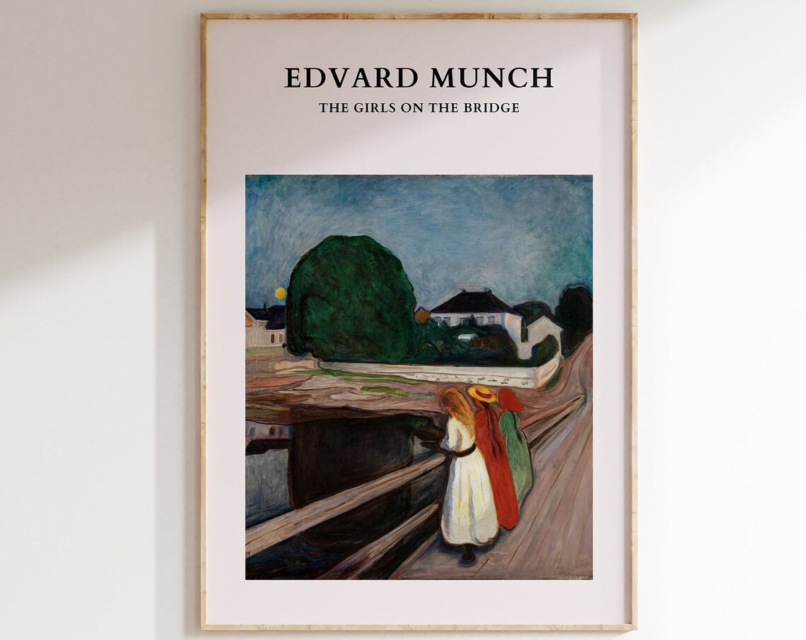 Edvard Munch The Girls On The Bridge, Vintage Poster
