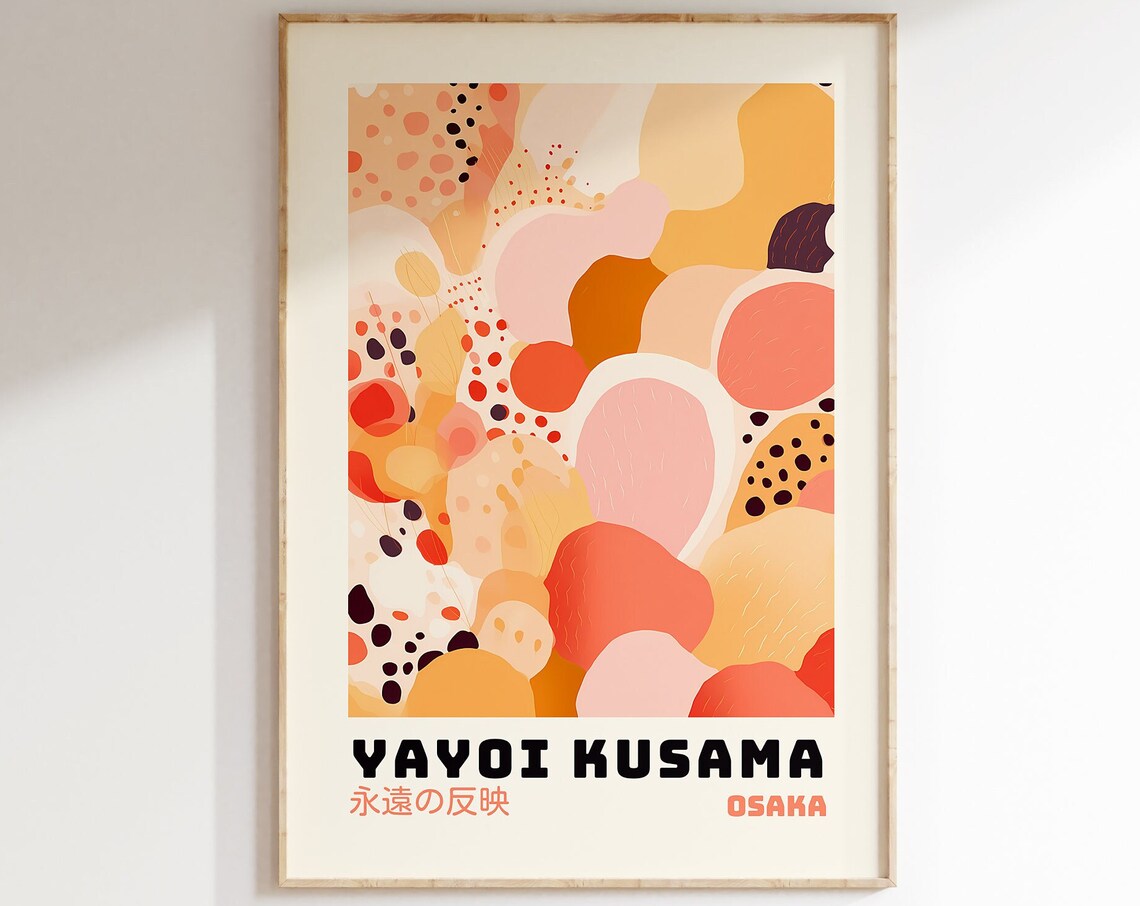 Yayoi Kusama Inspired Japanese Wall Art, Gallery Print