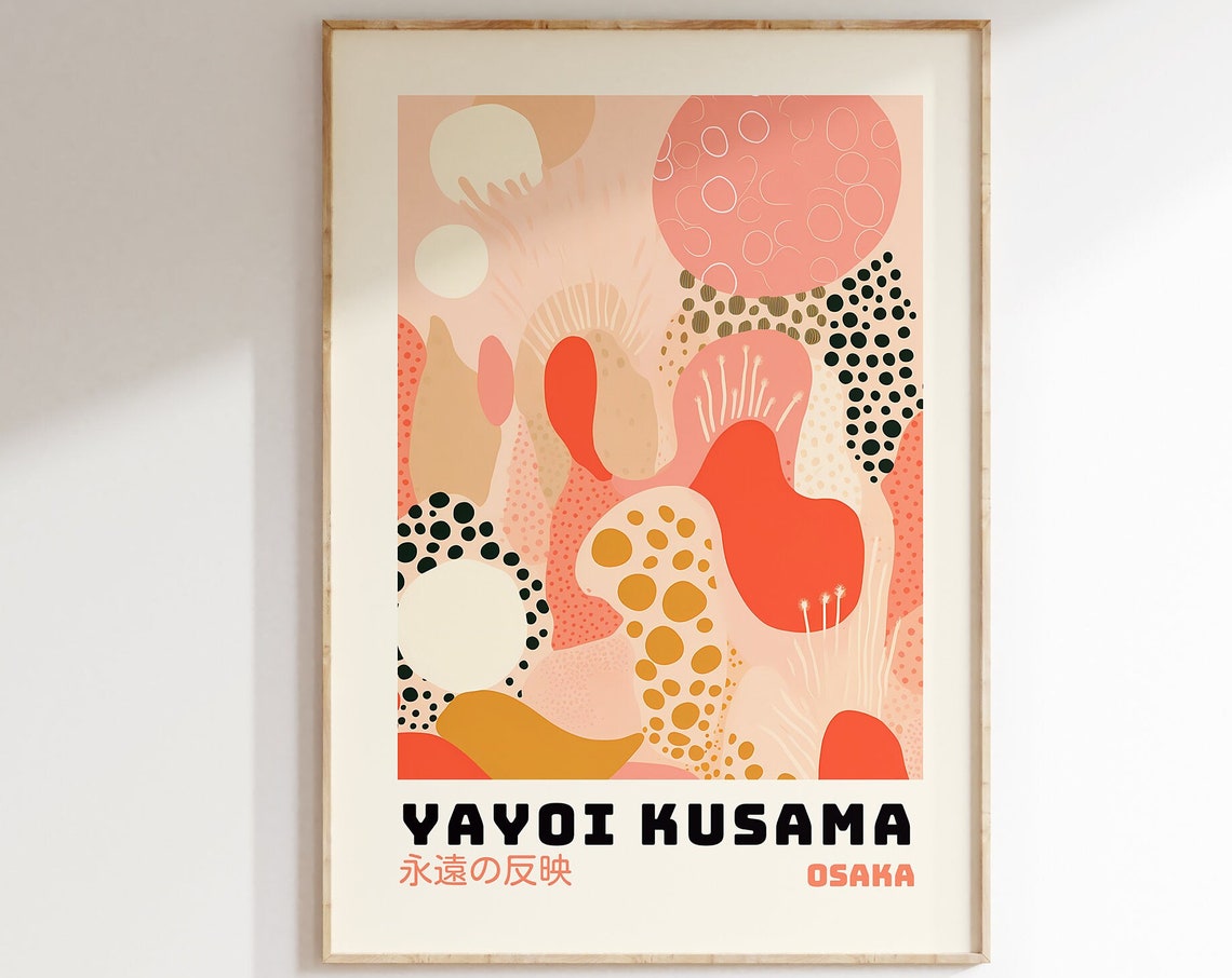 Yayoi Kusama Coral Organic Dots Osaka Japanese Exhibition Art Poster