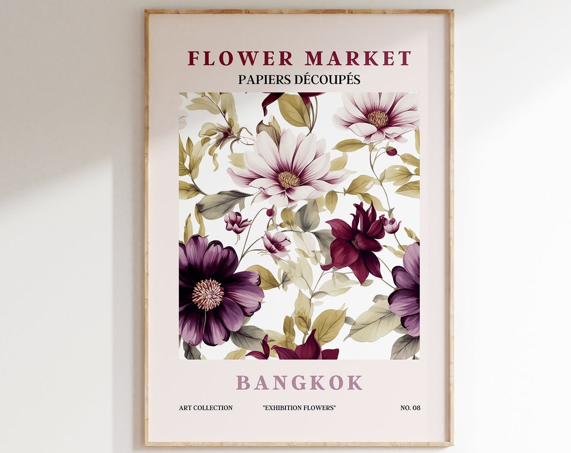 Flower Market Papiers Decoupes Bangkok Botanical Floral Art Poster