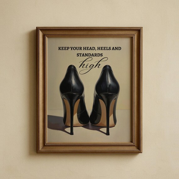 Black Stiletto Print Wall Art Fashion Quote Feminine Office Decor Dressing Room Motivational High Heel Artwork Shoe Lover
