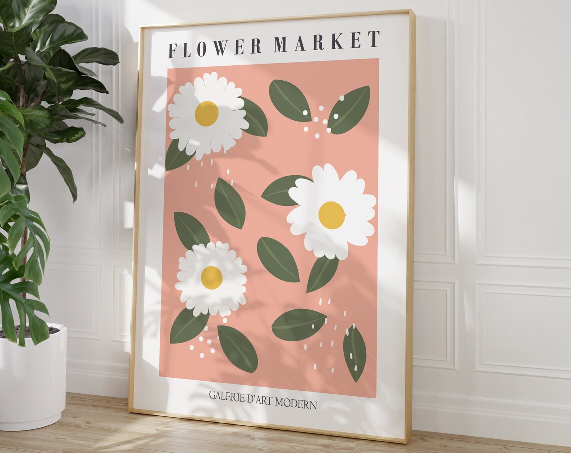 Flower Market Pink Daisies Galerie Modern Botanical Bloom Wall Art