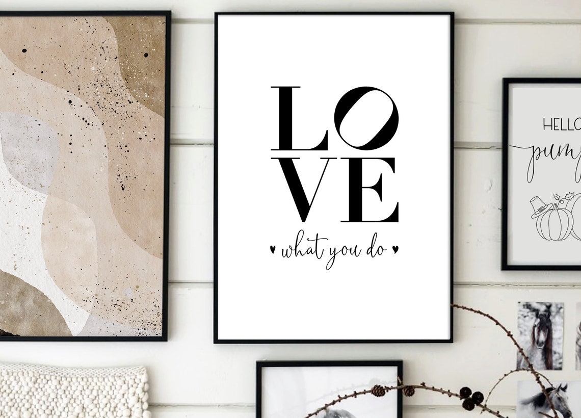 Love What You Do Bold Black Typography Motivational Office Wall Print - Image 4