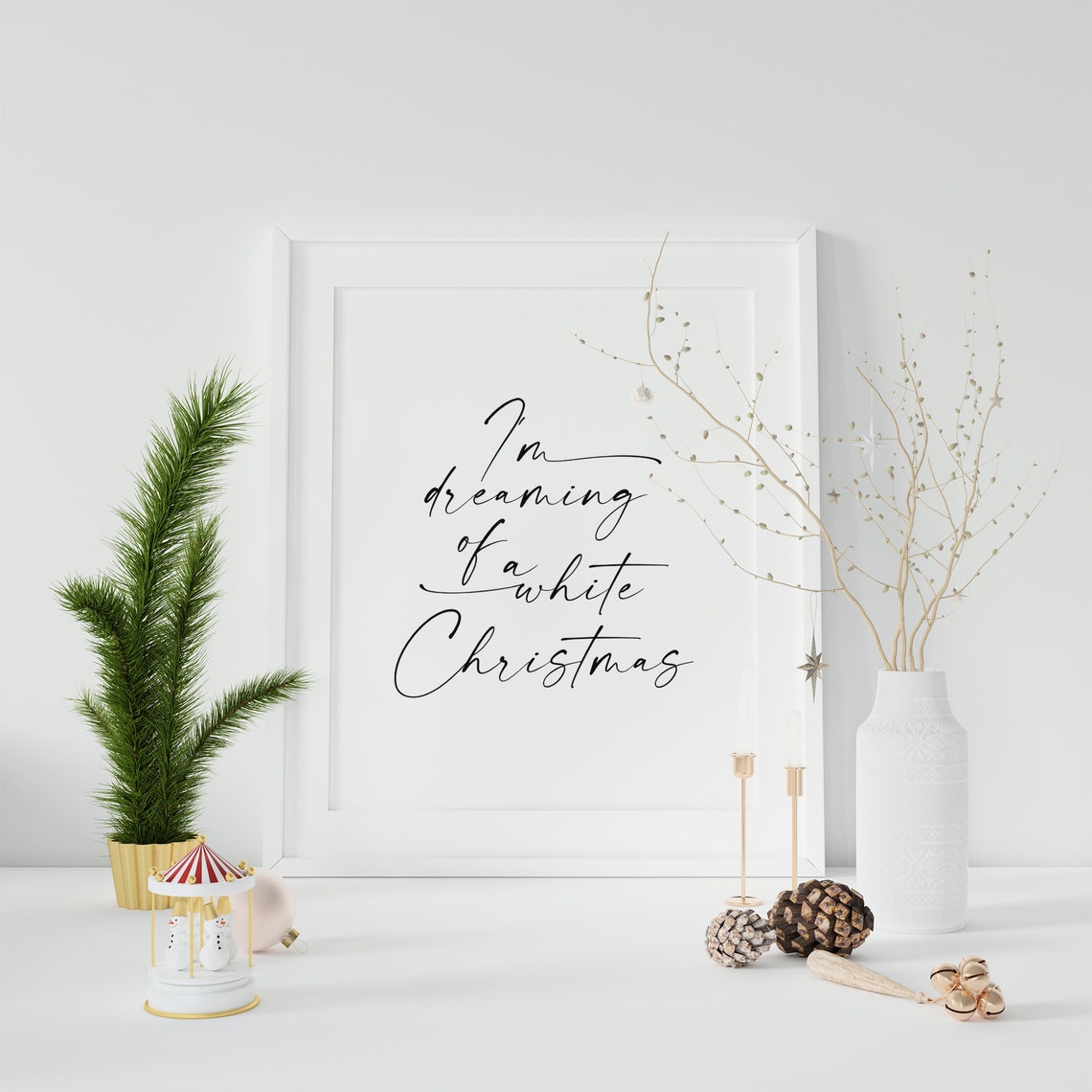 I Am Dreaming of a White Christmas Script Holiday Sign Wall Print - Image 4