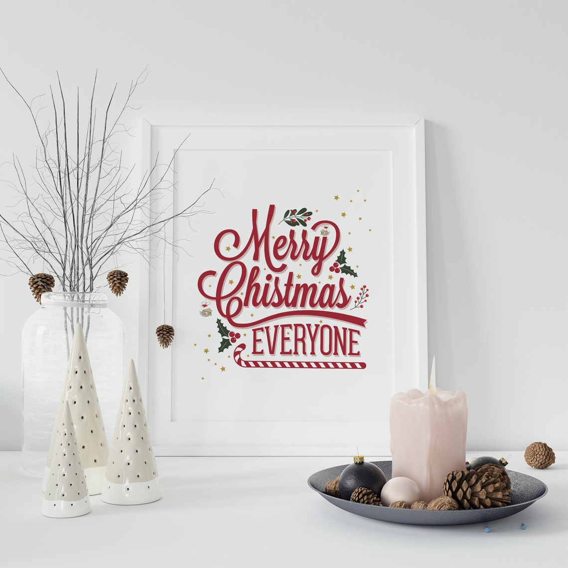 Merry Christmas Everyone Hand Lettered Red Script Holiday Poster - Image 5