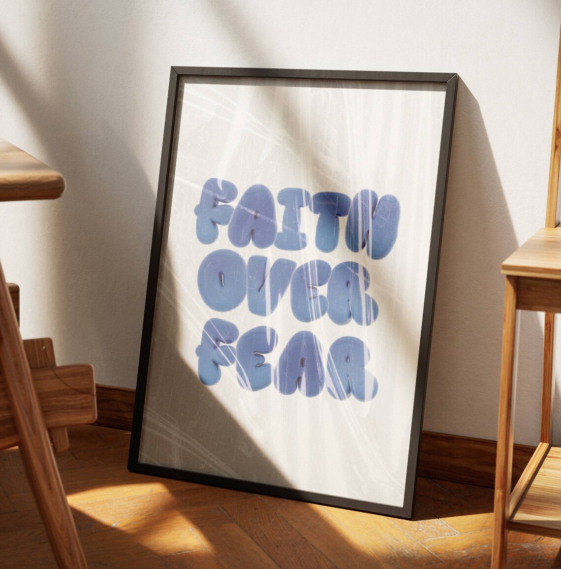 Faith Over Fear Bubble Letter Art Print, Christian