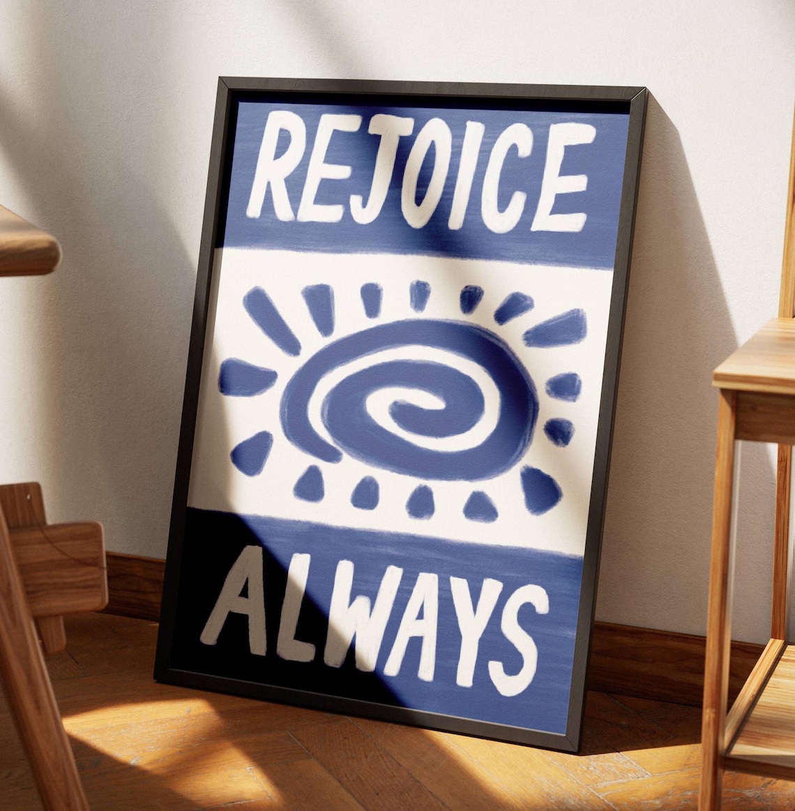 Rejoice Always Retro Christian Bible Verse Art Print