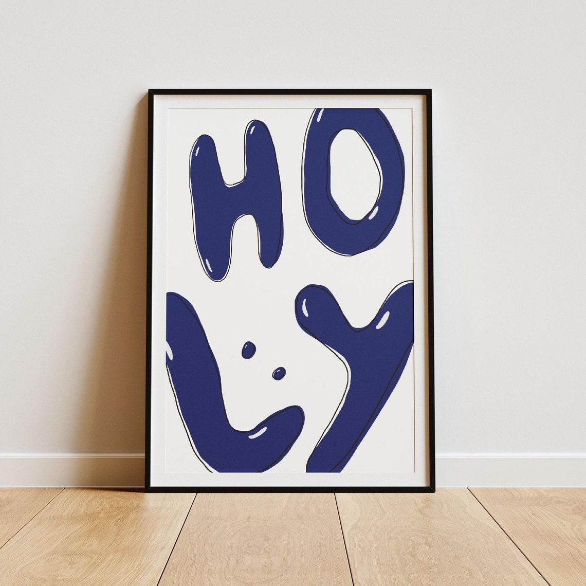 Holy Navy Bubble Letters Minimalist Modern Christian Faith Poster - Image 2