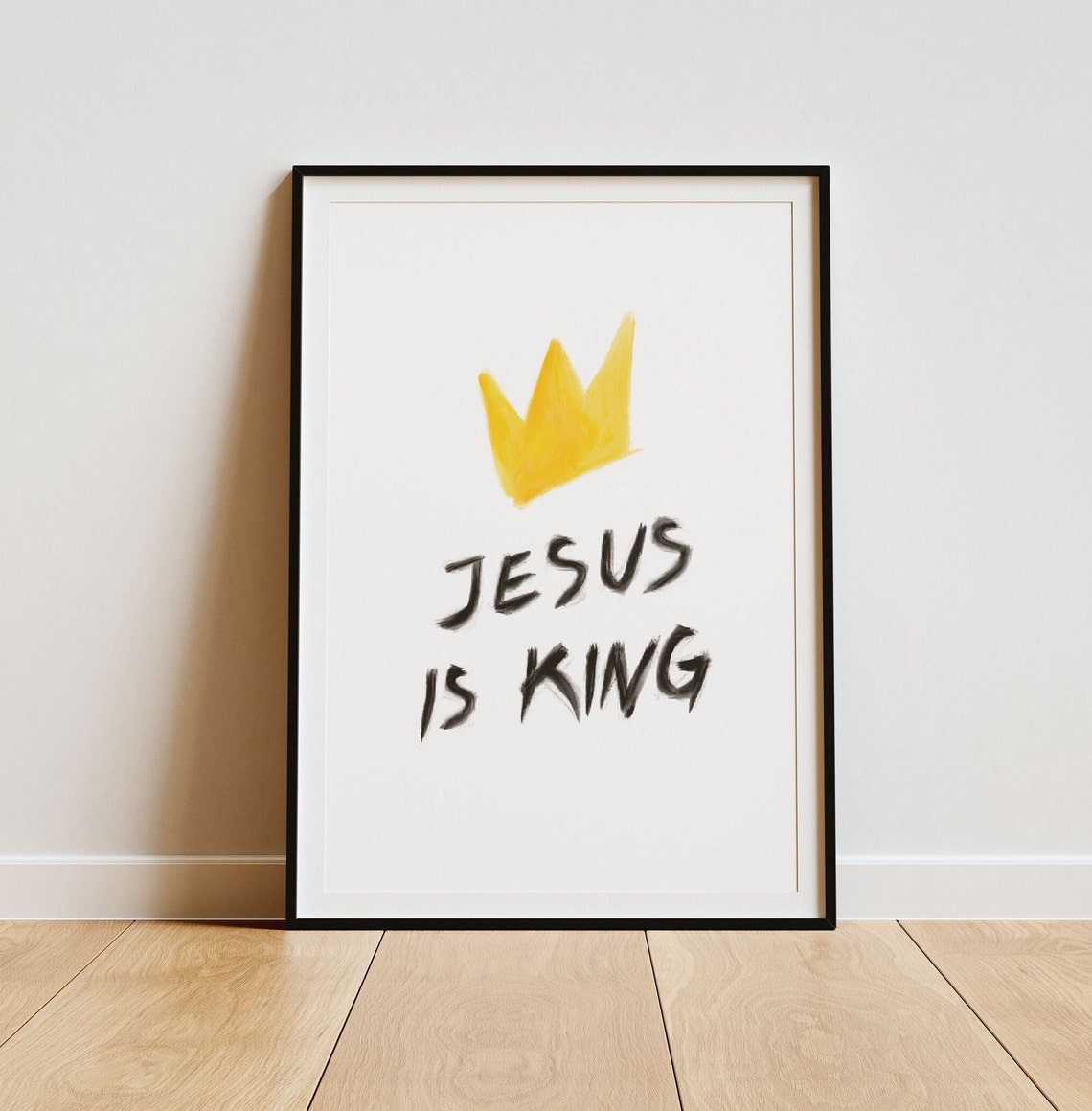 Jesus Is King Yellow Crown With Brush Lettering Christian Poster - Image 3