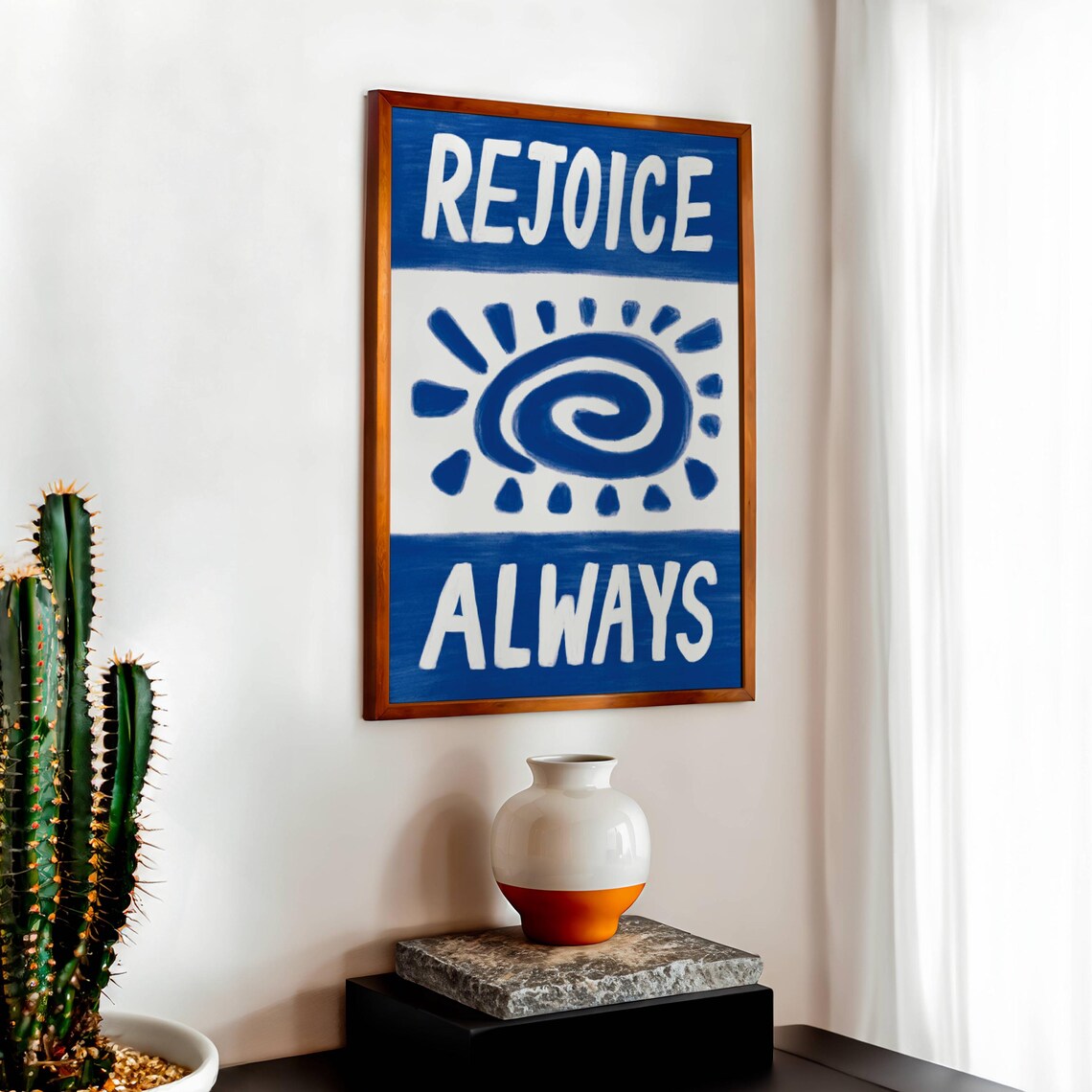 Rejoice Always Retro Christian Bible Verse Art Print - Image 2