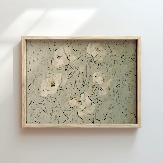 Floral Abstract Art Print Vintage Textured Wall Decor Digital Download