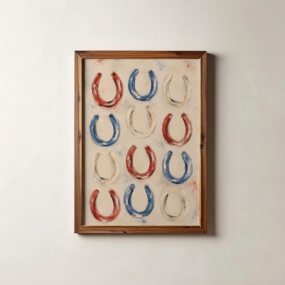 Red White And Blue Horseshoes Patriotic Western Grid Art Poster
