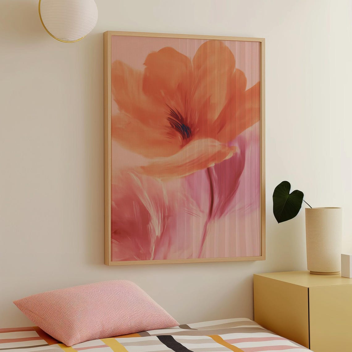 Pink Vintage Floral Art Print Cottagecore Flowers Digital Download