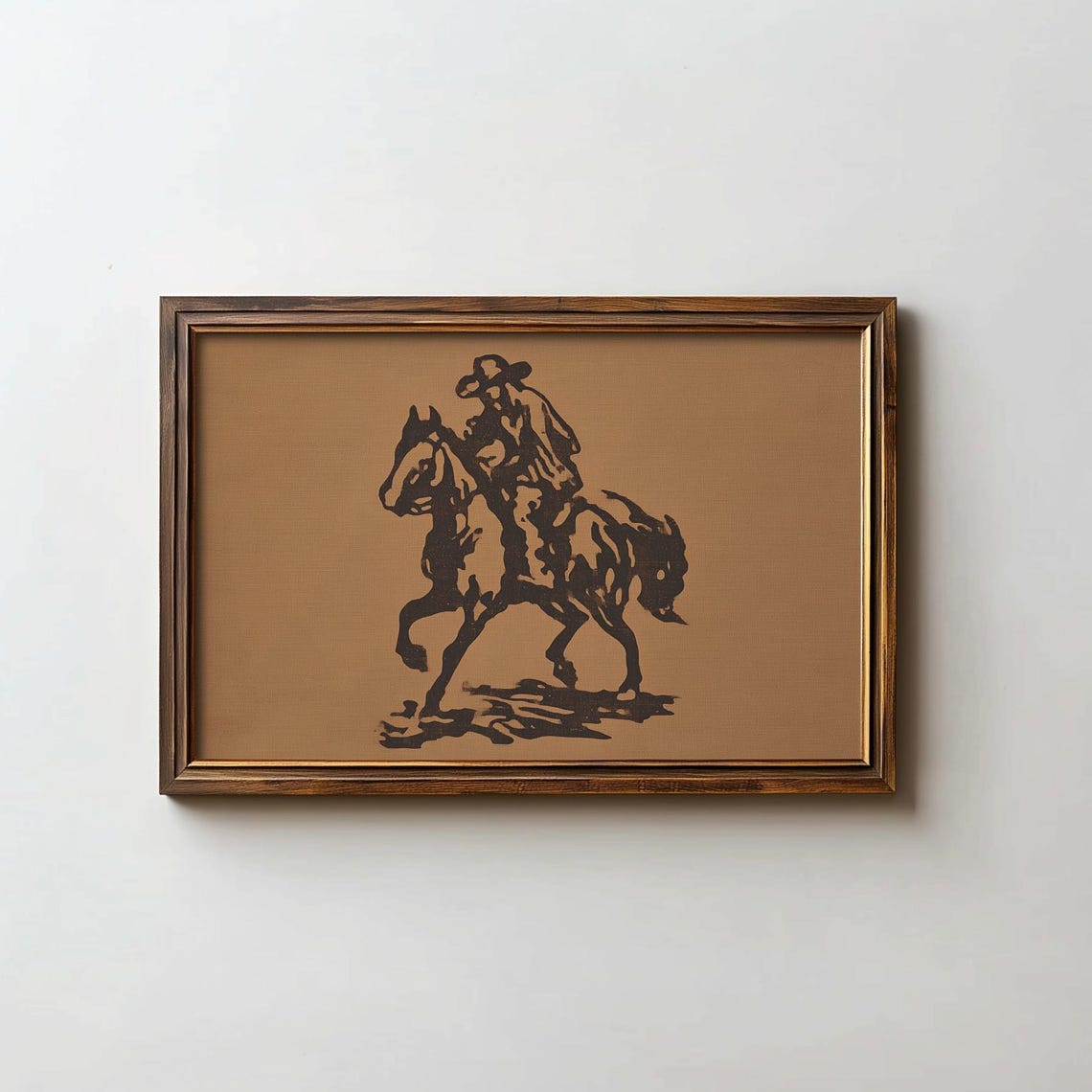 Bucking Bronco Cowboy Silhouette Minimalist Western Art Poster