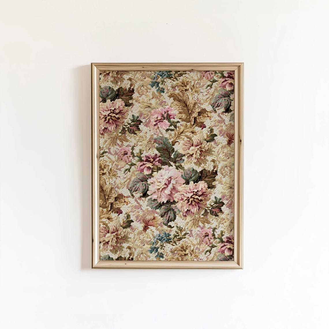 Vintage Pink Peony Tapestry Woven Floral Cottagecore Wall Art