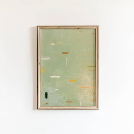 Green Abstract Oil Painting Contemporary Design Digital Download