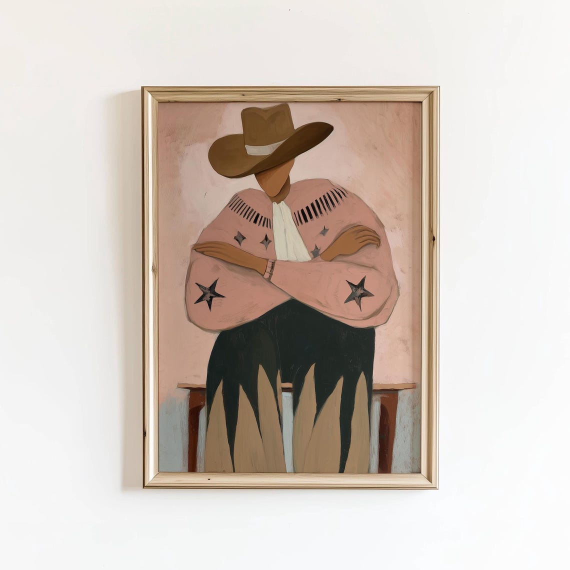 Modern Cowboy Art Print Pink Western Style Decor Digital Download