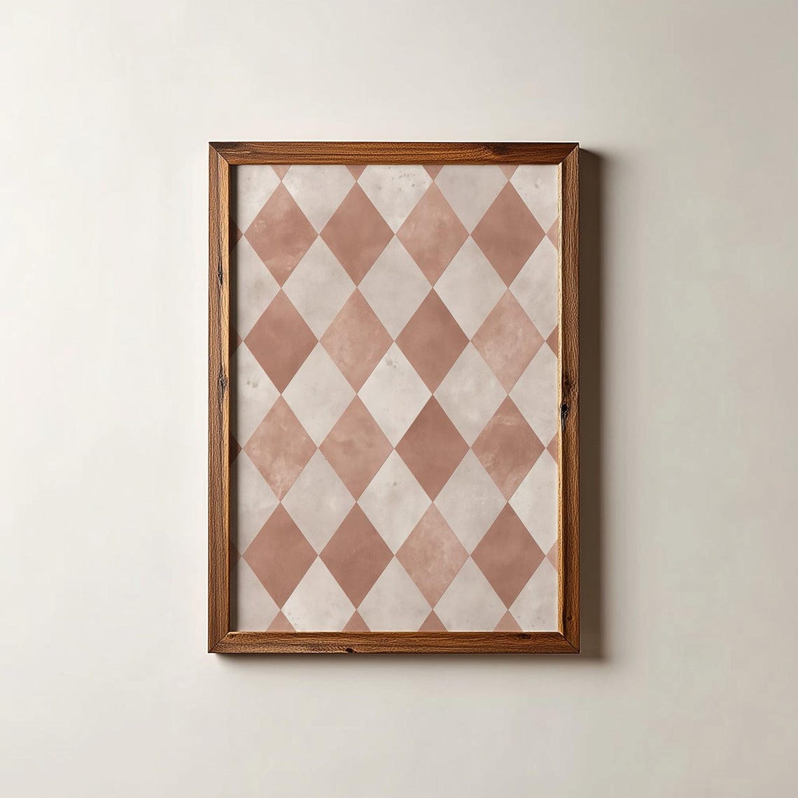 Blush Pink Argyle Diamond Pattern Neutral Textured Art Poster