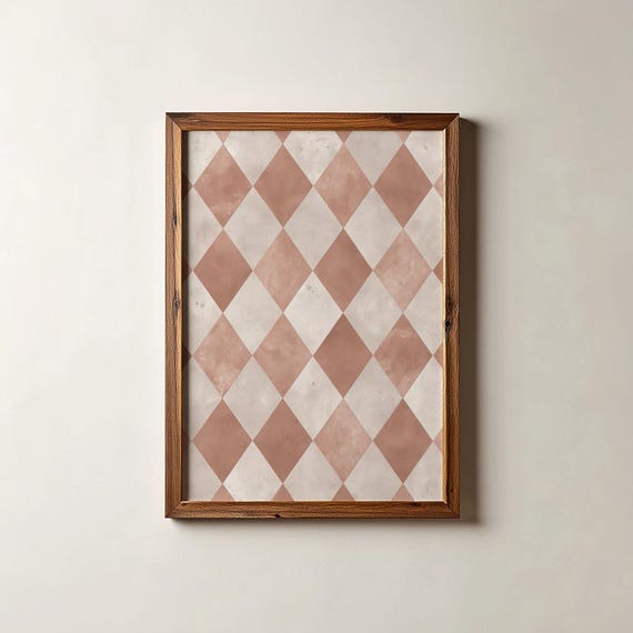 Neutral Tapestry Art Print Argyle Pattern Poster Modern Textured Wall Decor Digital Download