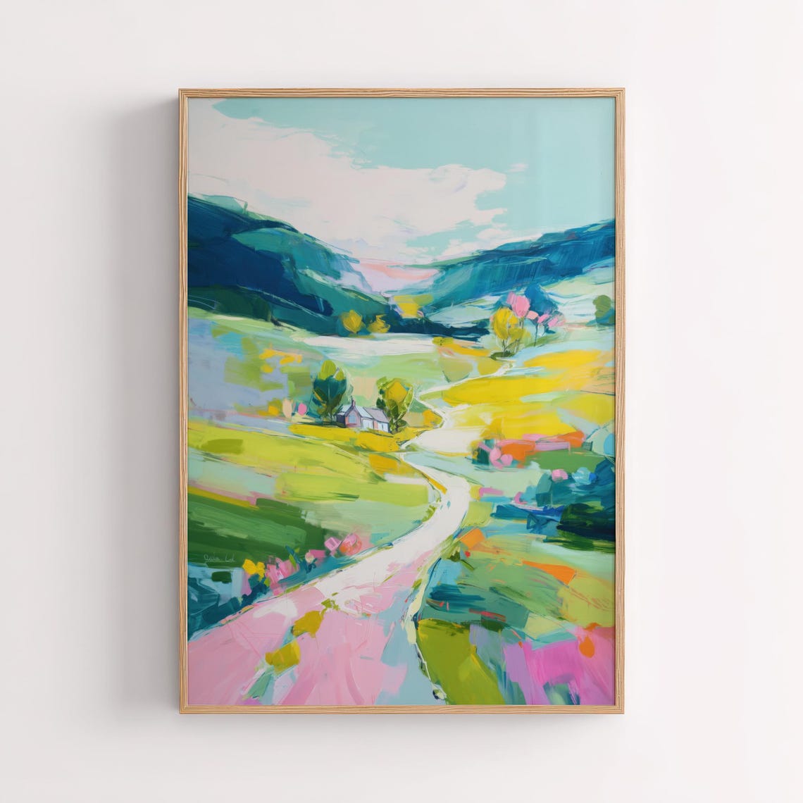 Vibrant Colorful Abstract Spring Meadow Landscape Modern Wall Art