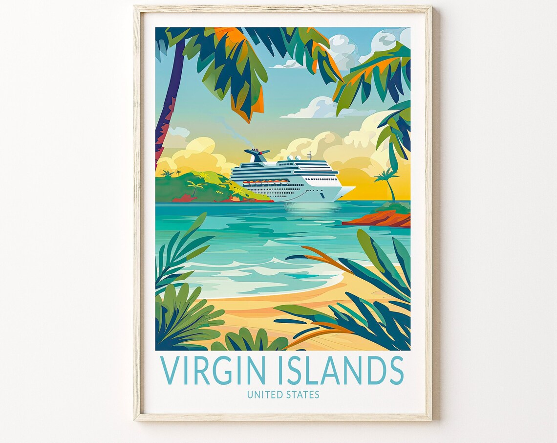 Virgin Islands Travel Poster Usa Wall Art Virgin Islands Usa Print Travel Home Decor Honeymoon Gifts Birthday Present