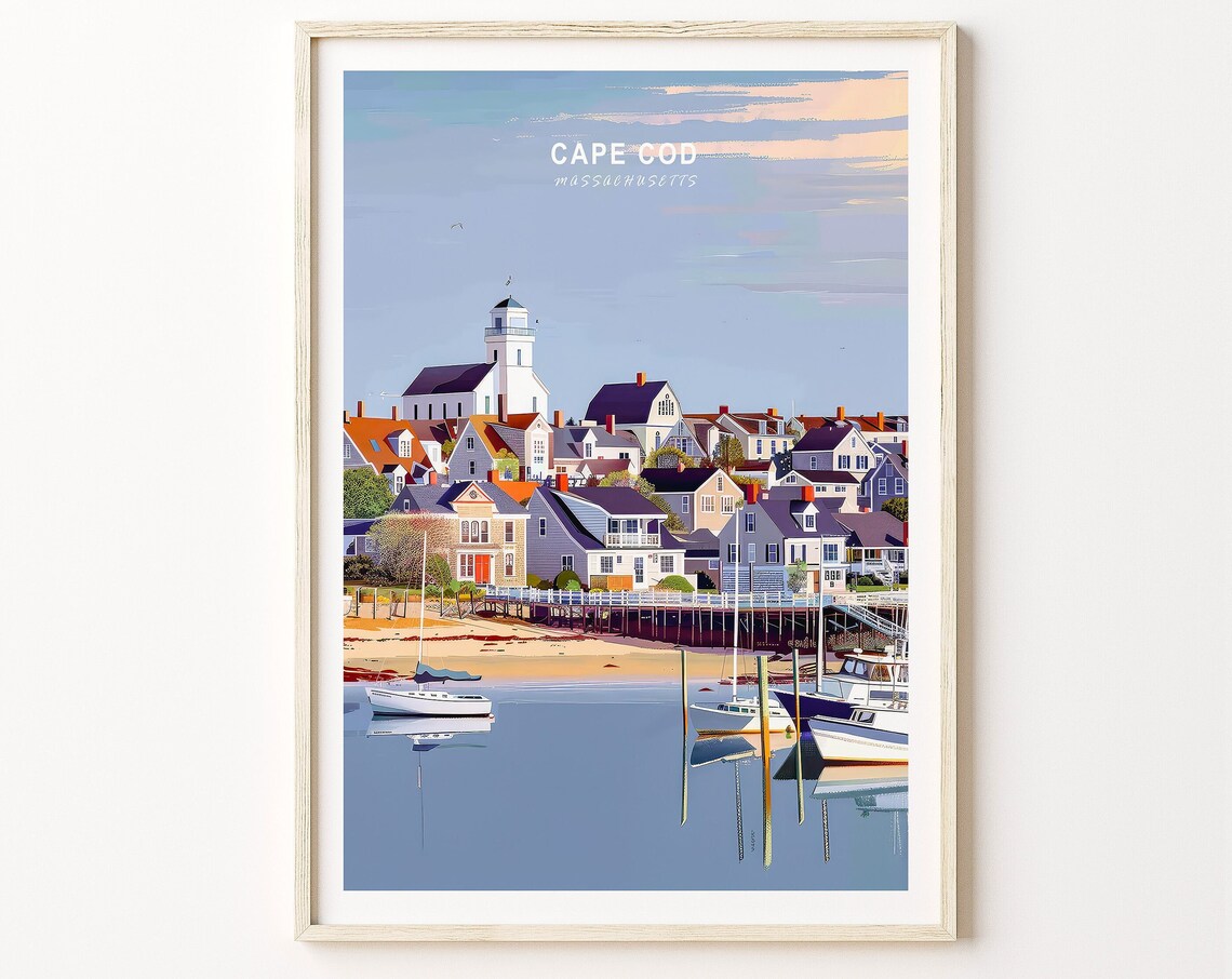 Cape Cod Travel Poster, Massachusetts Travel Art