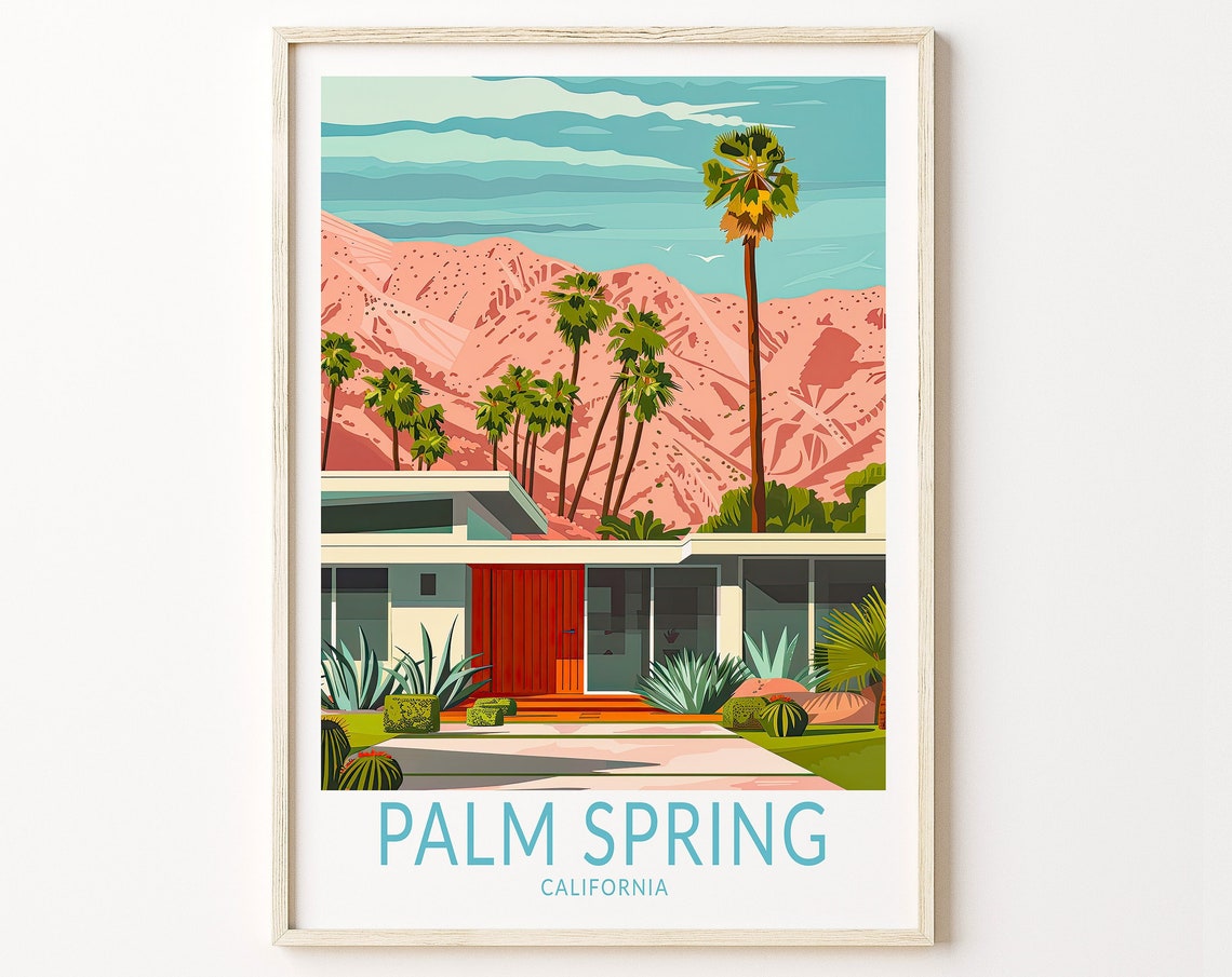 Palm Spring California Mid Century Modern House Desert Poster