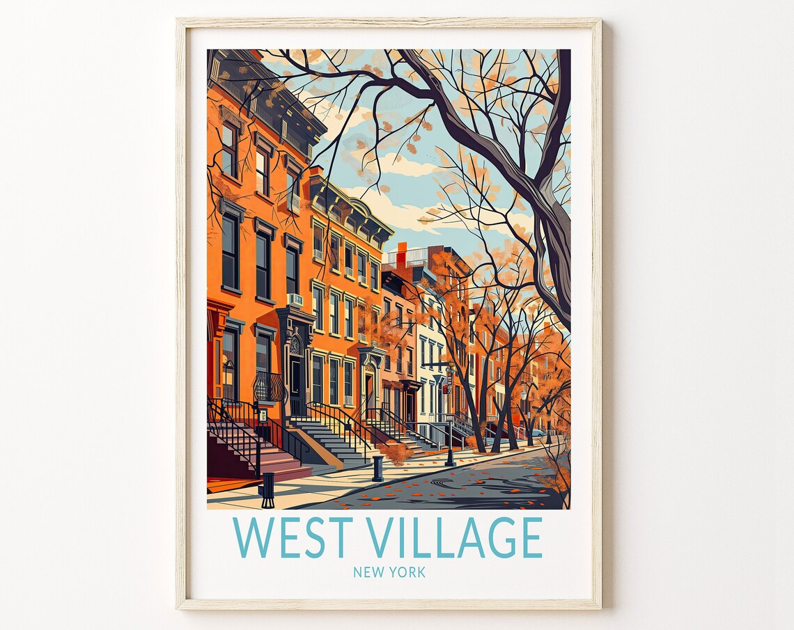 West Village Travel Poster, New York City Art Print