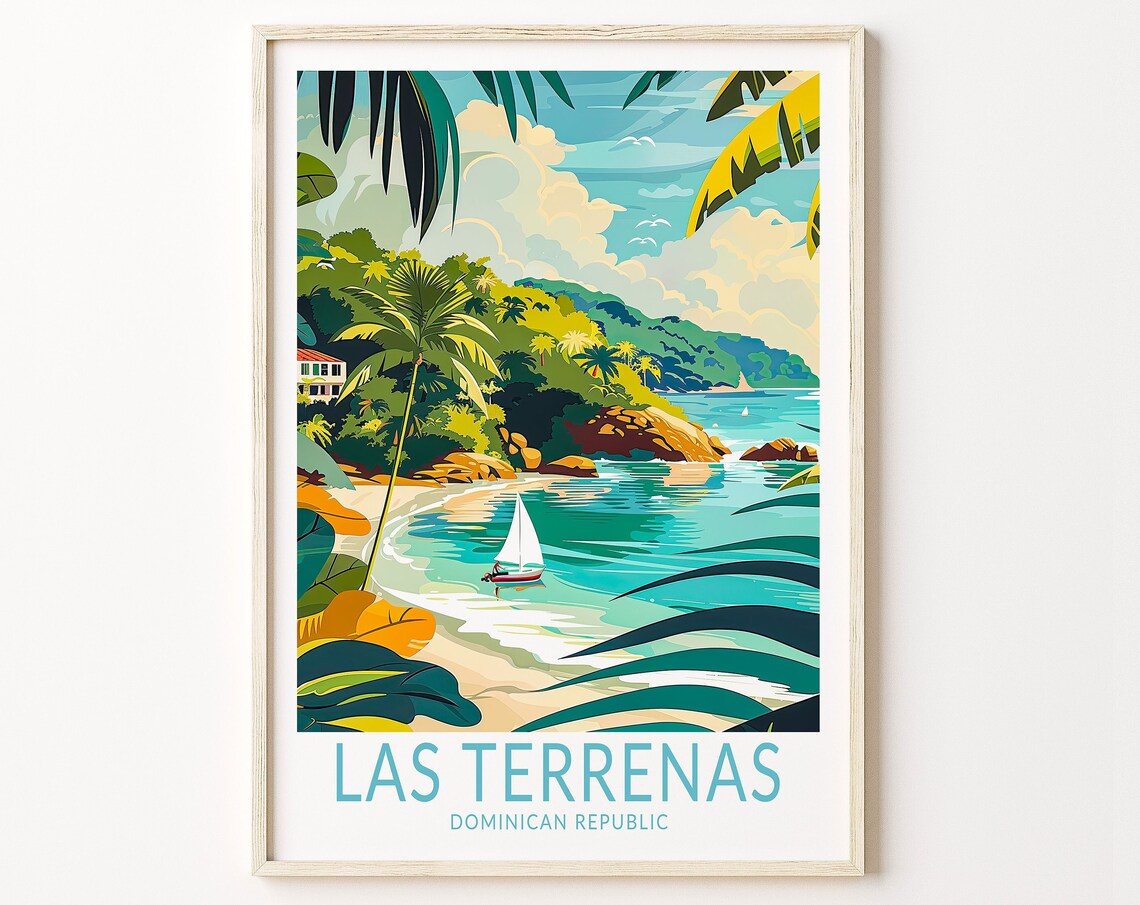 Las Terrenas Dominican Republic Tropical Cove Hideaway Travel Poster