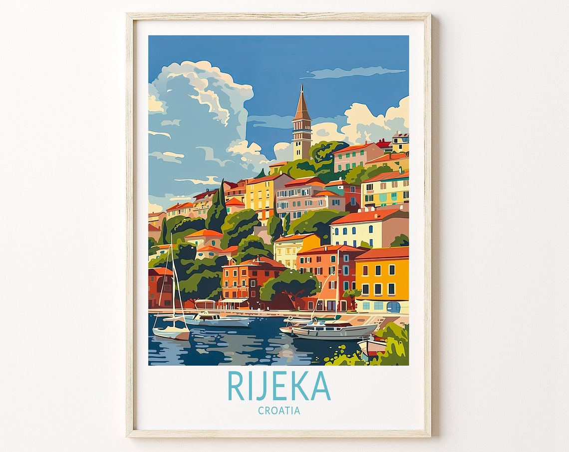 Rijeka Croatia Travel Poster Croatia City Print Rijeka Croatia Wall Art Travel Home Decor Personalised Present Birthday Gifts